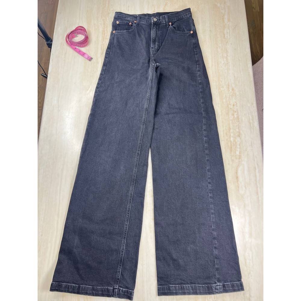 Gap High Stride Wide Leg Jeans Washed Black High Rise Denim 27 4 Tall A36 - Picture 7 of 13